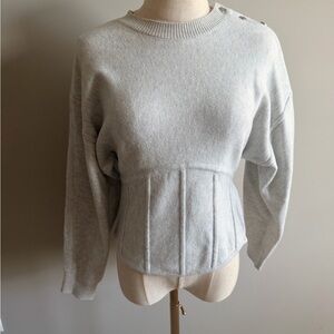 White House Black Market Light Gray Crew Neck Sweater